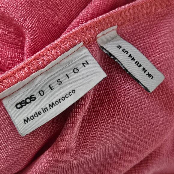 ASOS DESIGN Pink Tie Front Blouse Size 12 - Picture 3 of 4